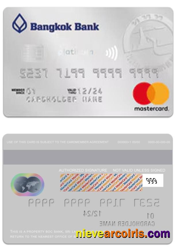 Thailand Bangkok Bank platinum travel mastercard